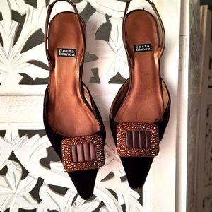 Costa Blanca Brown Suede Kitten Heels Size 6